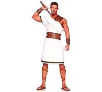 pvucpot Costume da uomo dell'imperatore romano Caesar Toga One Shouder tunica Top con gonna gladiatore dei ed eroi dell'antica Grecia Costume da adulto