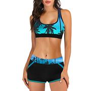 Pvucpot Costume Due Pezzi da Spiaggia Hawaii con Stampa Bikini Donna Vita Alta Tezenis Mare Piscina Reggiseno Imbottito Pantaloncino da Bagno Costumi Curvy 2024