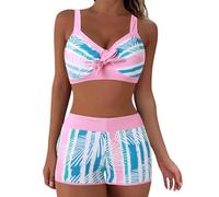 Pvucpot Costume Due Pezzi da Spiaggia Hawaii con Stampa Bikini Donna Vita Alta Tezenis Mare Piscina Reggiseno Imbottito Pantaloncino da Bagno Costumi Curvy 2024
