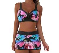 Pvucpot Costume Due Pezzi da Spiaggia Hawaii con Stampa Bikini Donna Vita Alta Tezenis Mare Piscina Reggiseno Imbottito Pantaloncino da Bagno Costumi Curvy 2024
