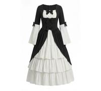 pvucpot Costume Gotico Donna Retrò, Abito Medievale Donna con Scollo Quadrato e Vita Sagomata, Vestito Medievale Donna con Fiocco Ricamato, Abito Elegante da Cerimonia per Teatro, Feste a Tema
