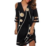 pvucpot Donna Vestito Boho Scollo a V Stampa Floreale Casual Manica Corta A-Line Abito Primavera Estate Vita Quotidiana Formale Festa