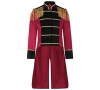 pvucpot Frac da sfilata in costume, direttore di circo, uniforme da guardia, clown, showmen, carnevale Deluxe Ringmaster Costume, Men, Red Cappotto da Showman Maestro di Circo