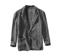 pvucpot Giacca in Lino, da Uomo, Estiva, Leggera, Blazer, per Il Tempo Libero, con Due Bottoni, Leggera, Sportiva, per Il Tempo Libero, Giacca da uo Grigio XL