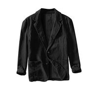 pvucpot Giacca in lino, da uomo, estiva, leggera, blazer, per il tempo libero, con due bottoni, leggera, sportiva, per il tempo libero, giacca da uo