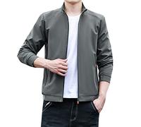 pvucpot Giacca Leggero Primavera Giaccone Classica Mezza Stagione con Zip Cappotto Tempo Libero Multitasche Giubbino da Uomo
