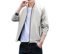 pvucpot Giacca Leggero Primavera Giaccone Classica Mezza Stagione con Zip Cappotto Tempo Libero Multitasche Giubbino da Uomo