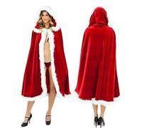 pvucpot Mantello Natalizio con Cappuccio, Mantello di Natale Rosso Mantello Rosso da Donna, Mantello di Babbo Natale in Velluto per Bambini, Adolescenti e Adulti, Costume di Natale