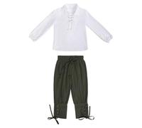 pvucpot Ragazzi Set Medievale Camicia Pantaloni alla Caviglia Costume di Halloween per Bambini Top E Pantaloni Scozzesi Giacobiti Abito Bambina