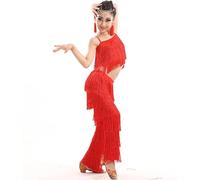 pvucpot Set 2 Pezzi Abito Latino Bambina con Frange - Top Canotta con Nappe e Pantaloni Danza Moderna, Costume da Ballo Latino Americano per Bambine, Perfetto per Prove e Allenamento