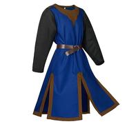 pvucpot Tunica medievale da uomo tunica Knight camicia rock robe cosplay costume Halloween festa medievale costume vichingo rinascimentale colletto alto camicia