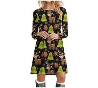 pvucpot Vestito T Shirt Maniche Lunghe Donna Mini Abito Cerimonia Elegante Corto Trapezio Linea Ad A Curvy Vestiti Felpa di Natale Vestitino Natalizio Carnevale Feste