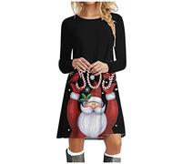 pvucpot Vestito T Shirt Maniche Lunghe Donna Mini Abito Cerimonia Elegante Corto Trapezio Linea Ad A Curvy Vestiti Felpa di Natale Vestitino Natalizio Carnevale Feste