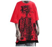 pvucpot Y2K T Shirt Scheletro Grunge Oversized Gothic Tee Graphics Streetwear Techwear Old Baggy Dark Academia Gothic Vampirecore Dark