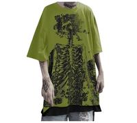 pvucpot Y2K T Shirt Scheletro Grunge Oversized Gothic Tee Graphics Streetwear Techwear Old Baggy Dark Academia Gothic Vampirecore Dark