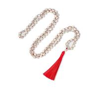 PVUVTNAHW 108 Mala Bone Skull Collana con Nodo Fatto a Mano con Perline e Ciondolo con Nappa