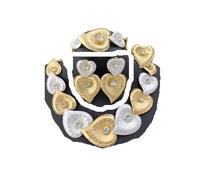 PVUVTNAHW 4 pezzi collana placcata oro orecchini bracciale anello set di gioielli girocollo a forma di cuore for le donne festa di nozze(Silver)