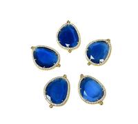 PVUVTNAHW 5 pezzi di cristallo blu occhio di gatto connettore doppio anello di ricerca di gioielli for fai da te