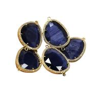 PVUVTNAHW 5 pezzi di cristallo blu occhio di gatto zircone cubico CZ pavimenta connettore doppio anello di ricerca di gioielli