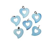 PVUVTNAHW 6 pezzi di ciondoli a forma di cuore con pietre preziose di cristallo naturale, gioielli fai da te, collana girocollo, energia curativa romantica(Opal)