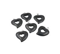 PVUVTNAHW 6 pezzi di ciondoli a forma di cuore con pietre preziose di cristallo naturale, gioielli fai da te, collana girocollo, energia curativa romantica(Black obsidian)