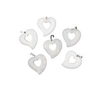 PVUVTNAHW 6 pezzi di ciondoli a forma di cuore con pietre preziose di cristallo naturale, gioielli fai da te, collana girocollo, energia curativa romantica(White jade)