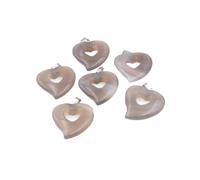 PVUVTNAHW 6 pezzi di ciondoli a forma di cuore con pietre preziose di cristallo naturale, gioielli fai da te, collana girocollo, energia curativa romantica(Gray agate)