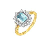PVUVTNAHW Anelli aperti in argento sterling 925 for donna, gioielli placcati in oro con topazio azzurro naturale