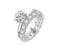 PVUVTNAHW Anelli da sposa con moissanite completa da 2 carati e 2,2 carati, in argento sterling 925, for fidanzamento, matrimonio e festa.(7)