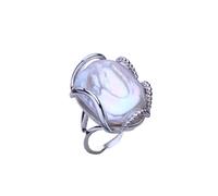PVUVTNAHW Anelli da sposa in argento sterling 925 con perle barocche grandi d'acqua dolce naturali da 12-16 mm for donna(Silver)