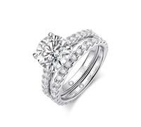 PVUVTNAHW Anelli di fidanzamento con diamanti in argento sterling 925 da 4,2 carati, colore D, for donna, fede nuziale, gioielleria raffinata(Ring Set,10.5)