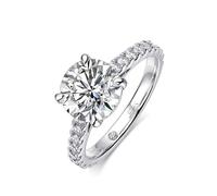 PVUVTNAHW Anelli di fidanzamento con diamanti in argento sterling 925 da 4,2 carati, colore D, for donna, fede nuziale, gioielleria raffinata(Main Ring,8)