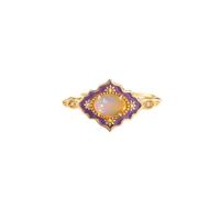 PVUVTNAHW Anelli di fidanzamento in argento sterling 925 con opale naturale, smalto viola placcato oro, anello regolabile, gioielleria raffinata for donna
