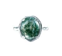 PVUVTNAHW Anelli in agata muschiata verde, argento sterling 925, for donne, semplici e unici, gioielli da sposa con pietre preziose.