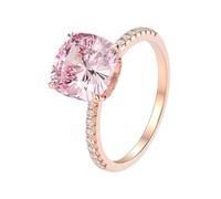 PVUVTNAHW Anelli in argento sterling 925 con diamanti rosa ad alto tenore di carbonio da 10 * 10 mm for donna, scintillanti gioielli for feste di nozze(8)