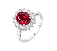 PVUVTNAHW Anelli in argento sterling 925 con zaffiro blu creato, smeraldo nano, rubino rosso, principessa Diana, taglio ovale da 2,67 ct(Created Ruby,7)