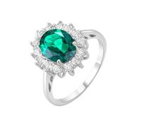 PVUVTNAHW Anelli in argento sterling 925 con zaffiro blu creato, smeraldo nano, rubino rosso, principessa Diana, taglio ovale da 2,67 ct(Nano Emerald,8)