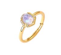 PVUVTNAHW Anelli ridimensionabili in argento sterling 925 for donna, con pietra di luna naturale, acquamarina e zircone, gioielli classici(Moonstone Ring)
