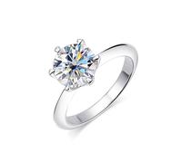PVUVTNAHW Anelli scintillanti con moissanite da 0,5-3 carati for donna, in argento sterling 925 di colore bianco 18 carati(Silver-2 carat,6.5)