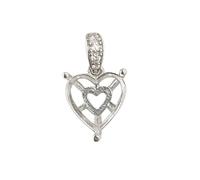 PVUVTNAHW Anello a forma di cuore in oro rosa da 5-15 mm e argento sterling 925 for contenere strass for gioielli fai-da-te(Silver,9mm)