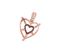 PVUVTNAHW Anello a forma di cuore in oro rosa da 5-15 mm e argento sterling 925 for contenere strass for gioielli fai-da-te(Rose Golden,7mm)