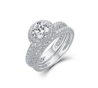PVUVTNAHW Anello con fascia di moissanite, anelli con diamanti da laboratorio, gioielli da sposa da donna, placcato oro, argento S925(6)