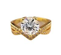 PVUVTNAHW Anello con moissanite da 1,0 ct e 6,5 mm, placcato in argento S925 e oro 14 carati, gioiello fresco e romantico for donne e feste(Blue Crystal,9)
