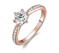 PVUVTNAHW Anello con moissanite da 1 carato, anelli con diamanti da laboratorio, gioielli da sposa da donna, argento S925(Rose Gold,9)