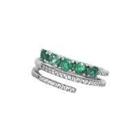 PVUVTNAHW Anello con pietra preziosa di smeraldo naturale, ciondolo in argento sterling 925, gioielli raffinati, anelli regolabili for donna