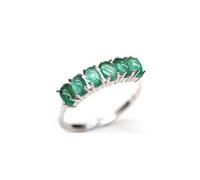 PVUVTNAHW Anello con smeraldo verde naturale dello Zambia, ovale, 3 * 5 mm, 1,8 ct, gioiello in argento sterling 925 for donna.(8)