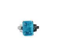 PVUVTNAHW Anello da cocktail in argento sterling 925 con tormalina Paraiba nano simulata da 6 carati a forma di smeraldo, for donna