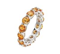 PVUVTNAHW Anello da donna con moissanite gialla da 5 mm, diamanti creati in laboratorio, gioielli in argento S925, fedi nuziali dell'eternità(Yellow,8)