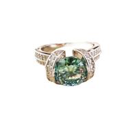 PVUVTNAHW Anello da donna con moissanite verde da 1 carato VVS, 6,5 mm, in argento S925, for feste(7)