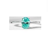 PVUVTNAHW Anello da donna in argento sterling 925 placcato rodio con acquamarina ovale da 1 carato / 2 carati e moissanite e diamanti(1CT-Moissanite,9)
